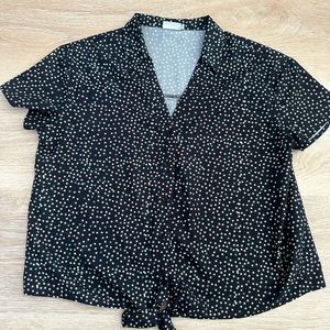 Button up tie blouse with stars